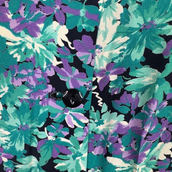 Vintage  80s E.D. Michaels Floral Maxi Dress Green Purple Prairie Cottagecore - Picture 5 of 9